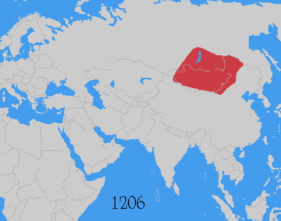 The powerful Mongol Empire growing during decades.